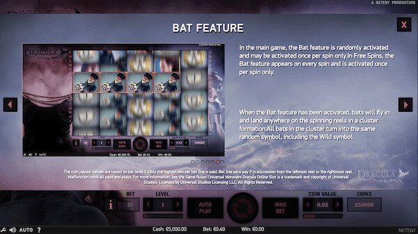 Dracula Bats Feature Screenshot