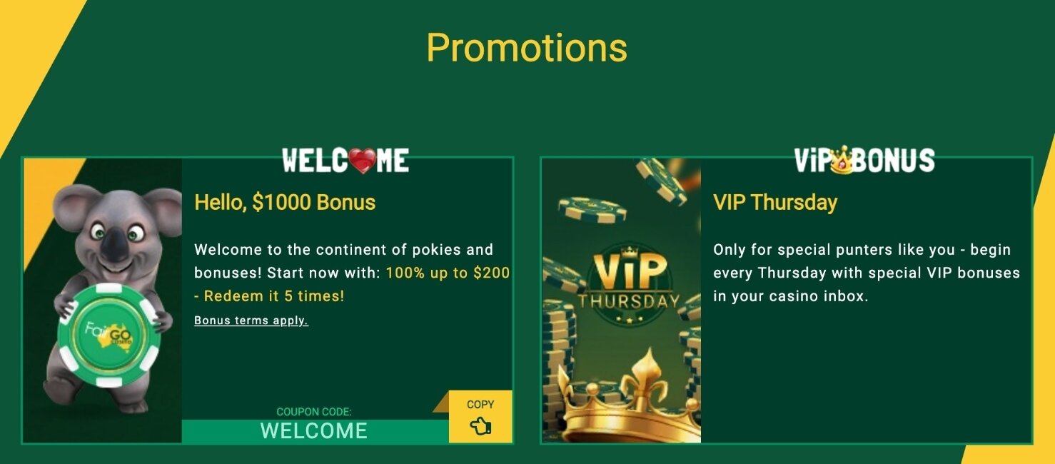 fair go casino welcome bonus