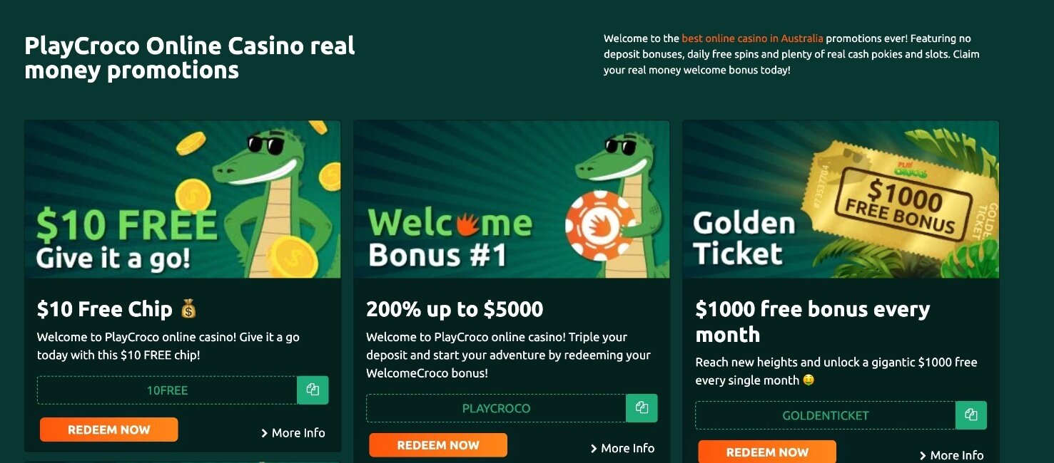 playcroco online casino bonuses