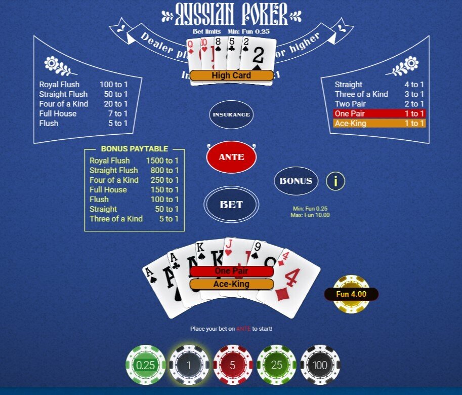 Russian Poker Six Cards