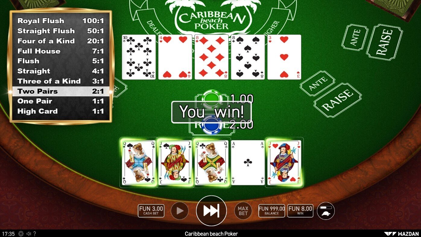 Caribbean Beach Poker Wazdan Winner