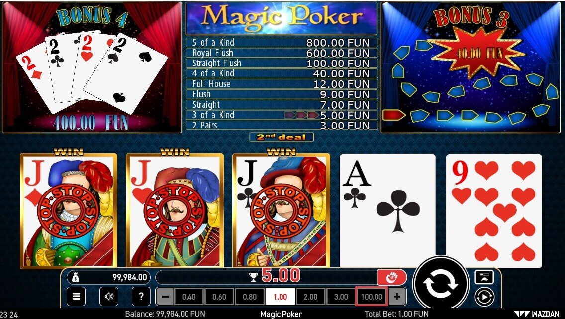 Magic Poker Second Deal Winner