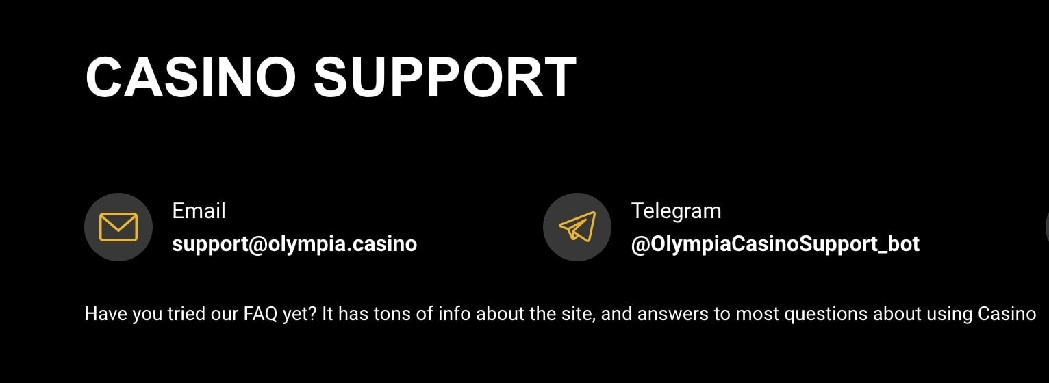 olympia casino support