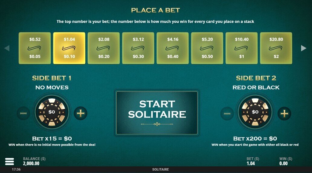 Casino Solitaire First Screen