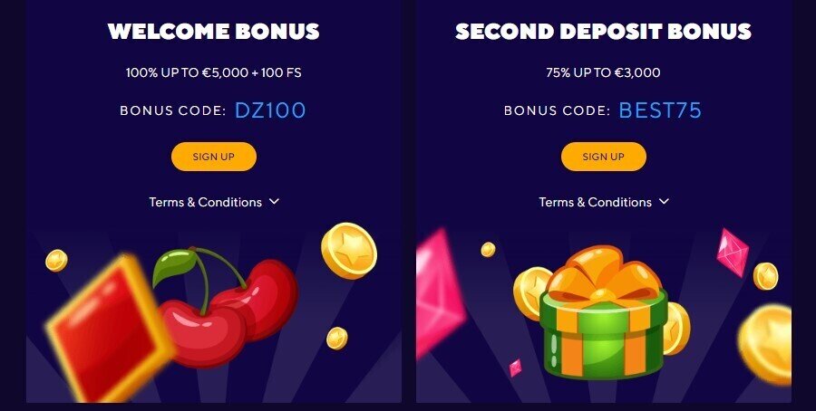 Dazard Casino welcome bonus