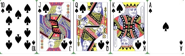 How to play online poker in Australia - royal flush hand A, K, Q, J, 10 of spades