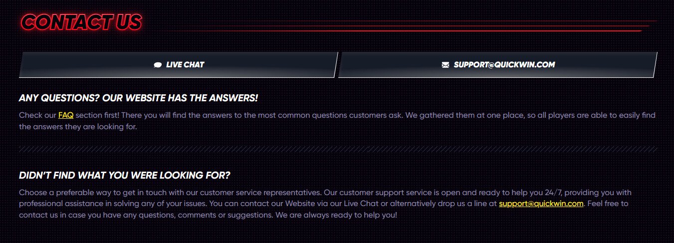 Quickwin customer support